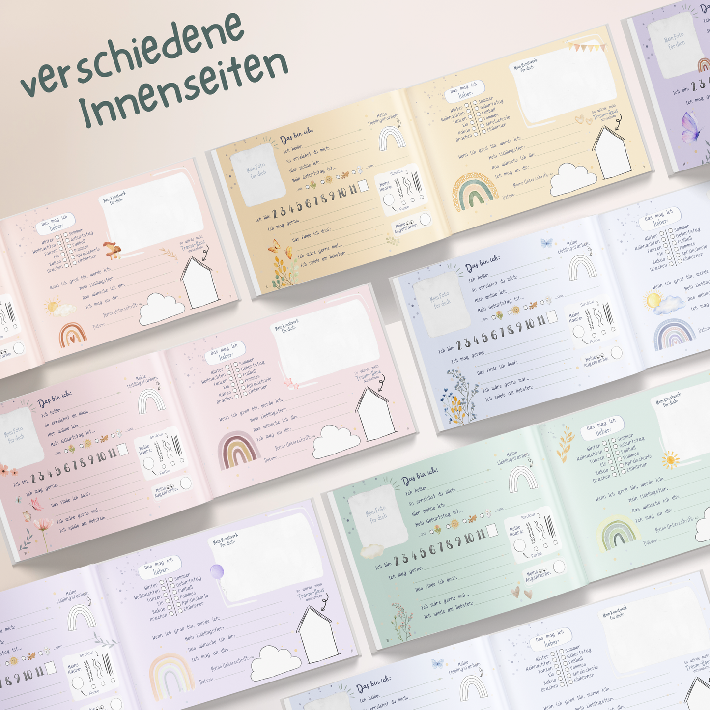 Freundebuch für die Schule mit Regenbogen-Motiven