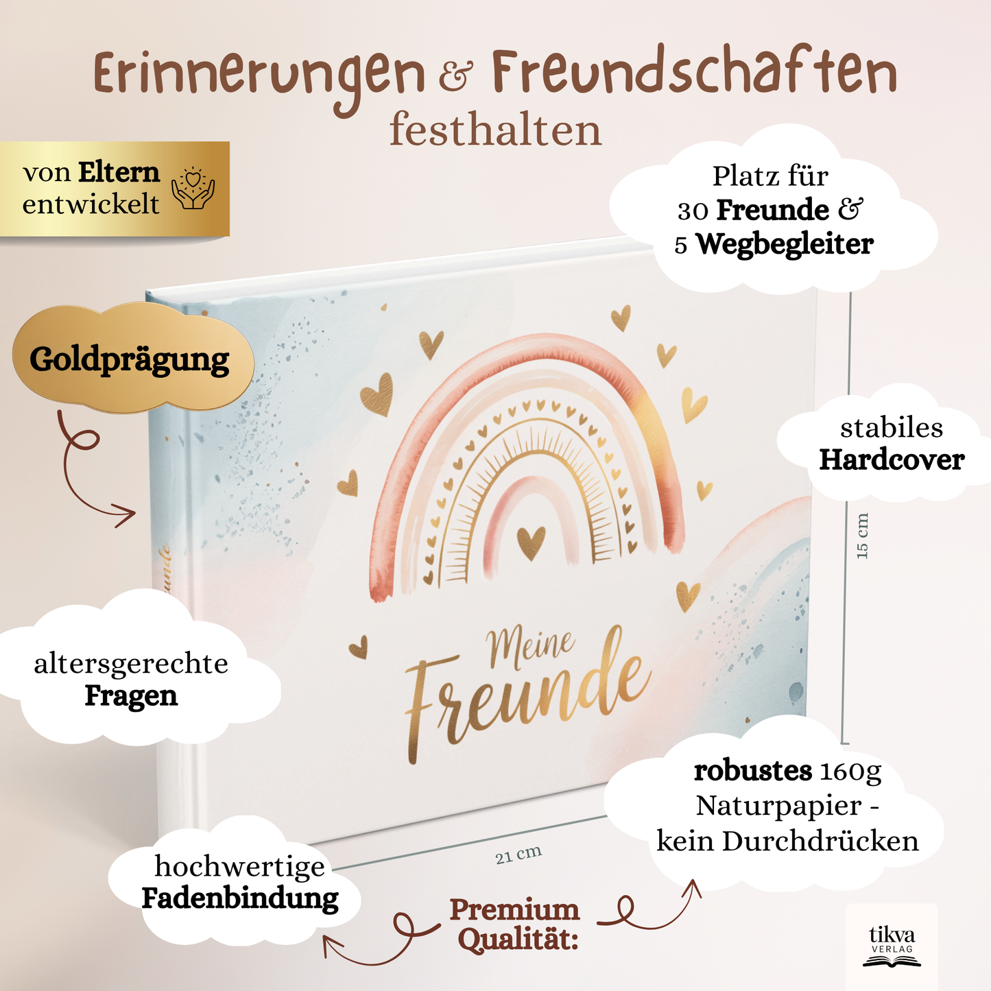 Freundebuch für die Schule mit Regenbogen-Motiven