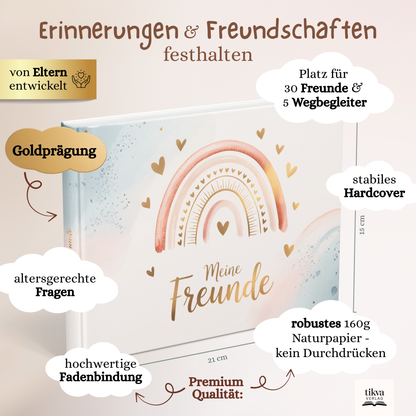 Freundebuch für die Schule mit Regenbogen-Motiven