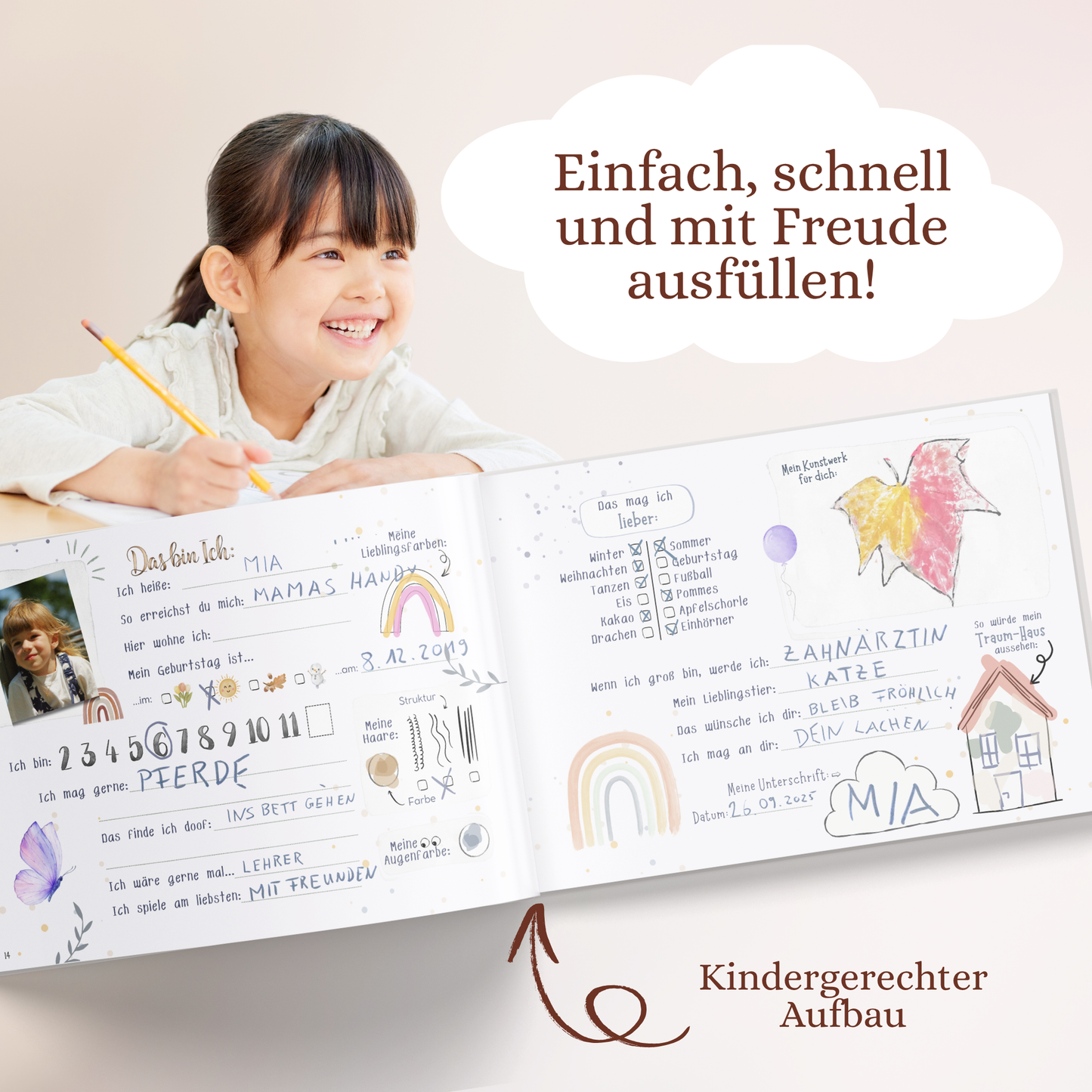 Freundebuch für die Schule mit Regenbogen-Motiven