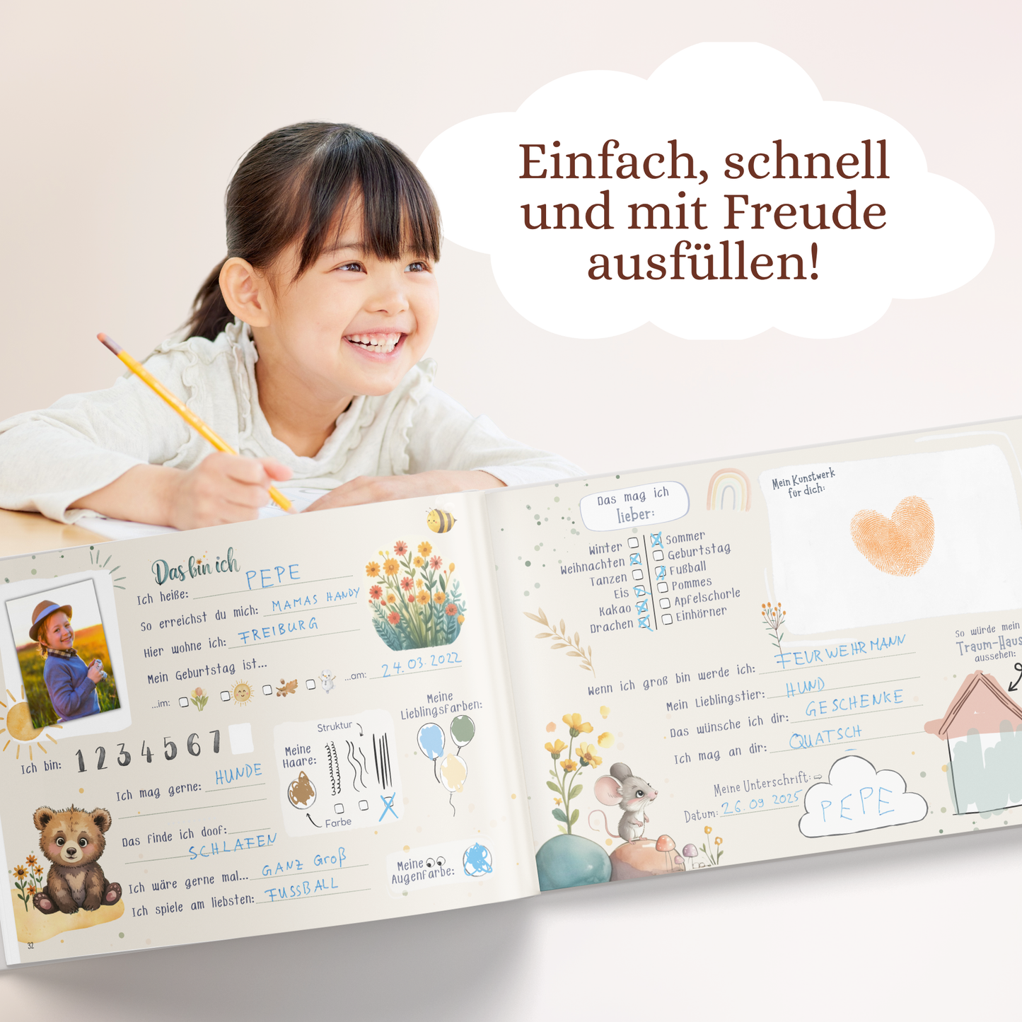 Freundebuch für den Kindergarten mit Waldtier-Motiven