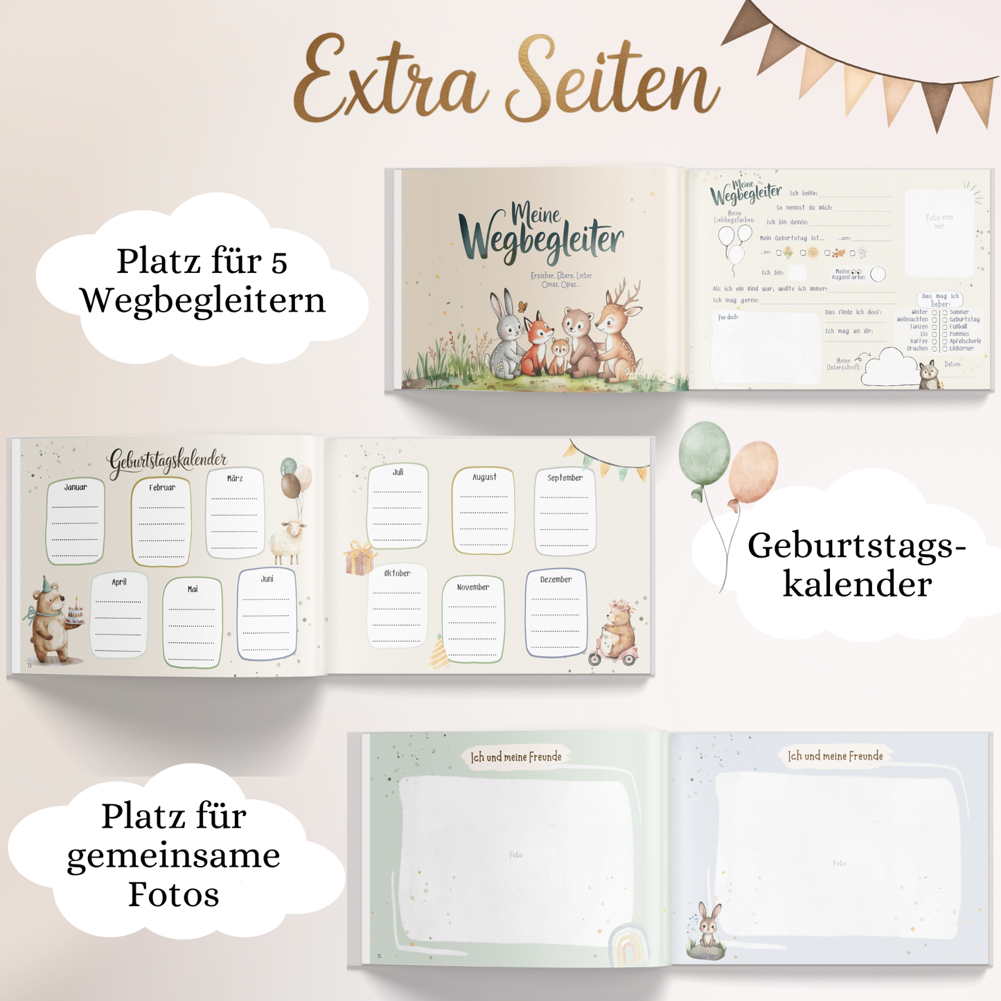 Freundebuch für den Kindergarten mit Waldtier-Motiven