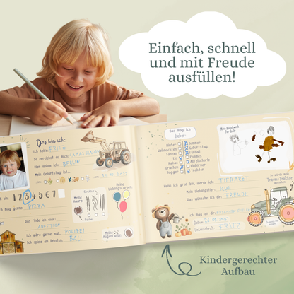 Freundebuch für den Kindergarten mit Traktor-Motiven