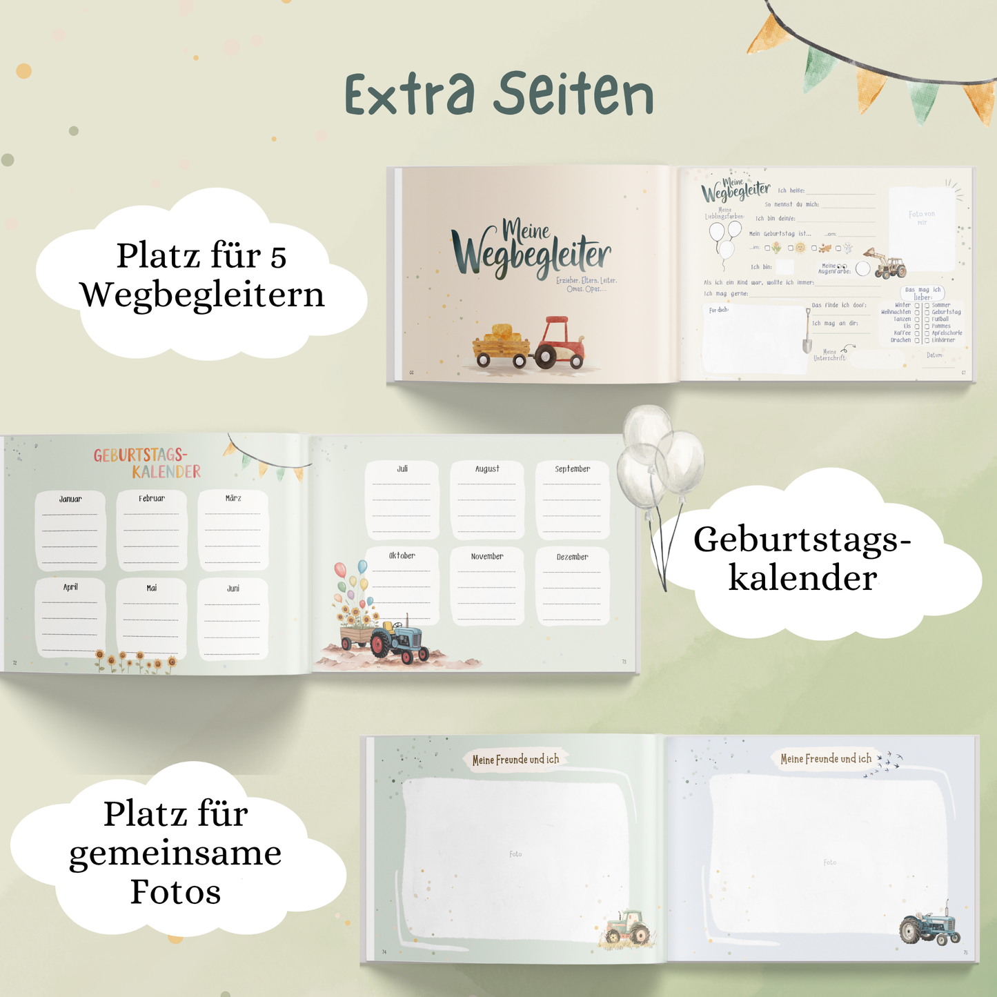 Freundebuch für den Kindergarten mit Traktor-Motiven