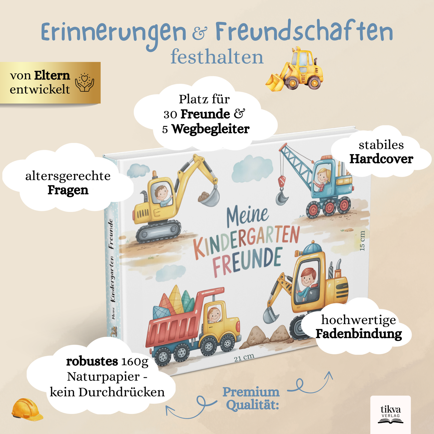 Freundebuch für den Kindergarten mit Baustellen-Motiven