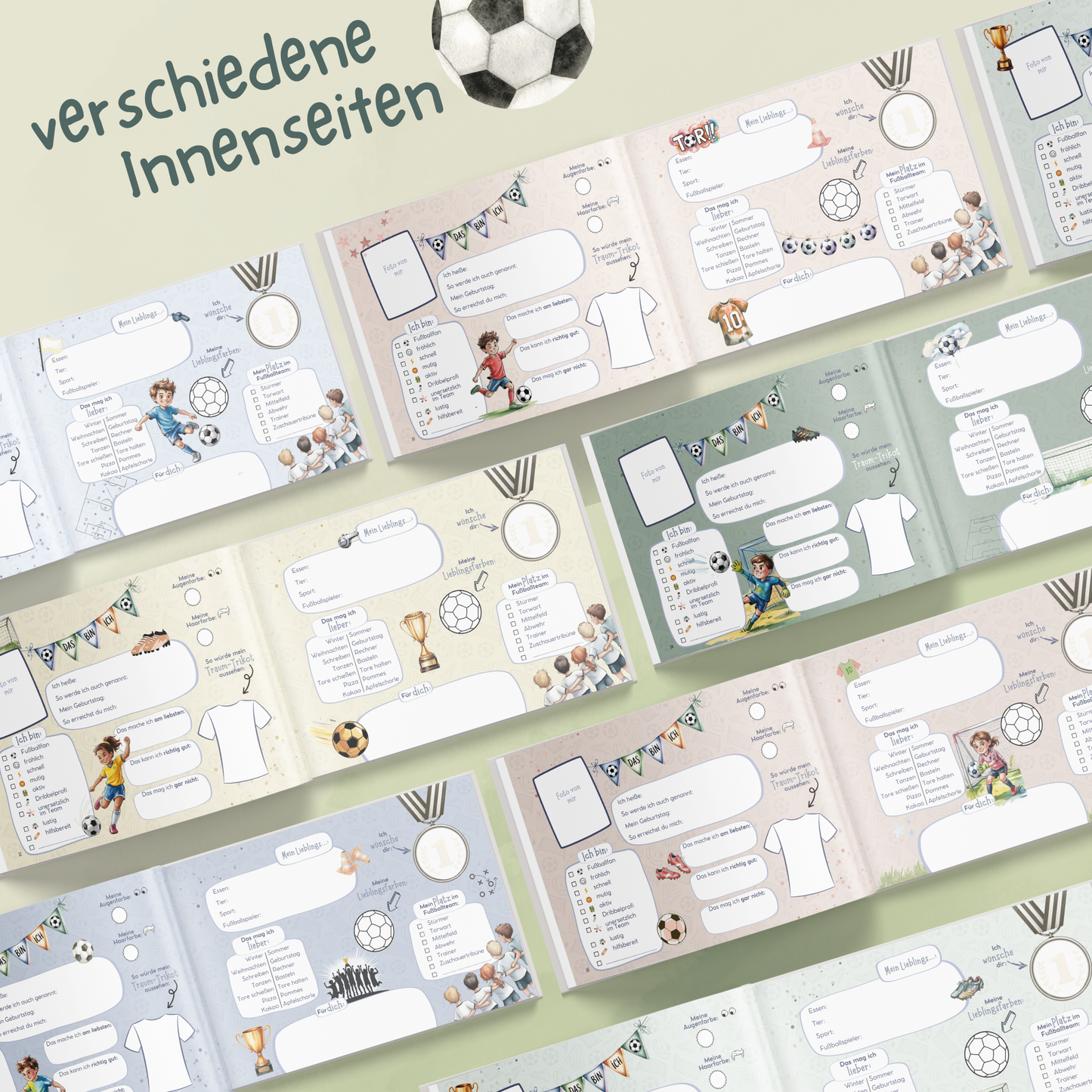 Freundebuch für die Schule mit Fußball-Motiven