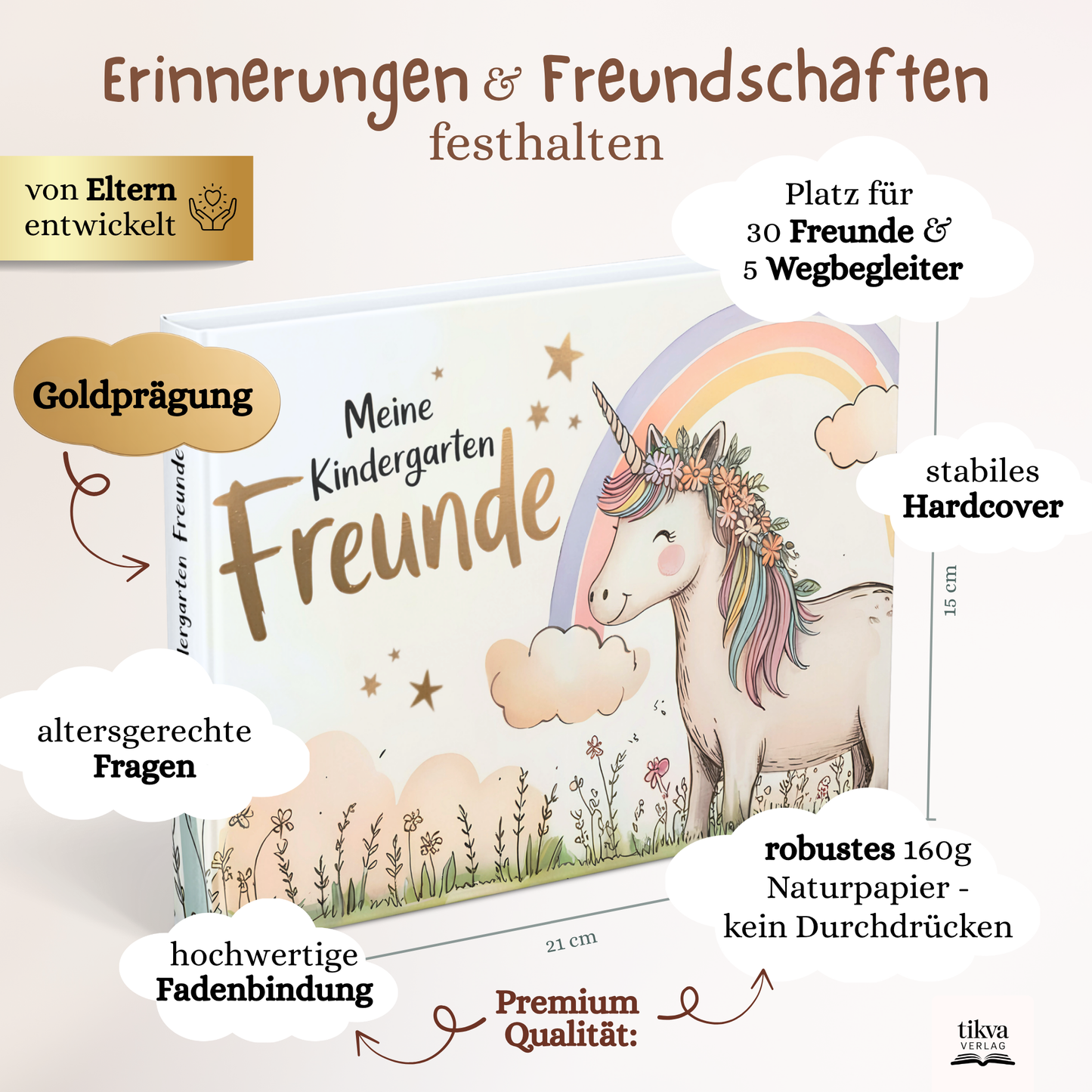 Freundebuch für den Kindergarten mit Einhorn-Motiven